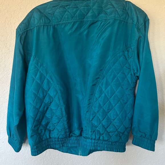 Vintage Signature Teal Quilted Bomber Zip-Up Jacket, Lightweight Bomber Size M - Picture 6 of 7